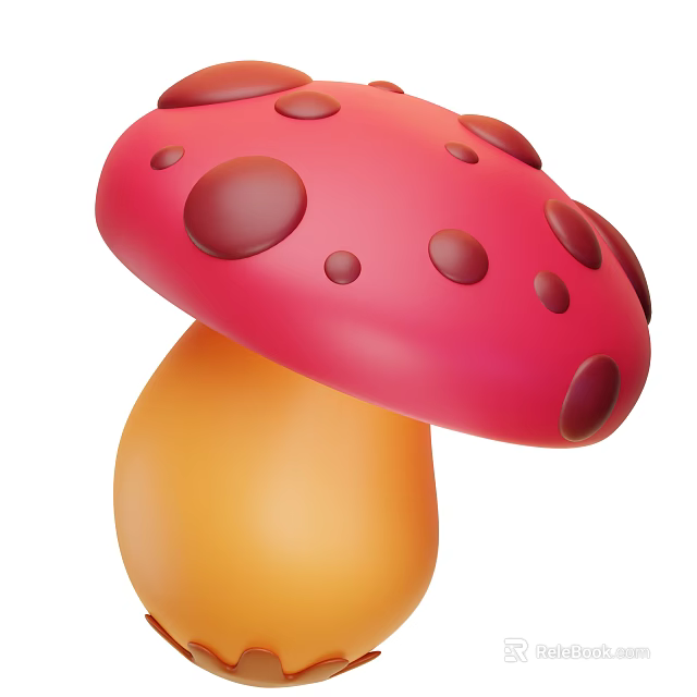 Fresh Red Mushroom with Brown Spots and Orange Stem as Healthy Food Ingredient 3d model 