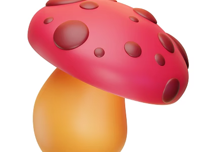 Fresh Red Mushroom with Brown Spots and Orange Stem as Healthy Food Ingredient 3d model