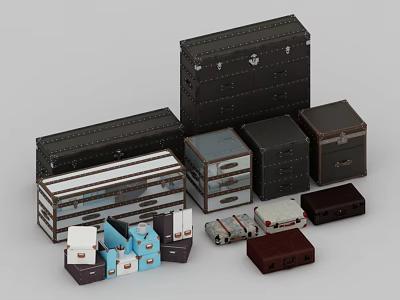 Various Stylish Storage Boxes With Different Sizes Colors And Designs For Organization 3d model