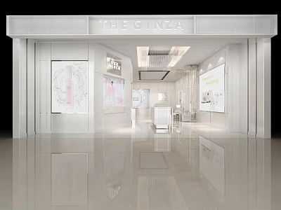 The Ginza Modern Beauty Hair Salon Interior With White Decor And Elegant Display Areas 3d model