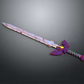 Colorful Fantasy Sword With Purple Pink Hilt Intricate Patterns And Glowing Yellow Accents