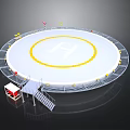 Circular Helipad With Yellow Circle H Marking Railing Staircase And Control Booth 3d model