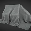 Textured Gray Fabric Covering Object With Wrinkles On Dark Background 3d model
