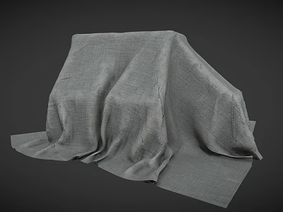 Textured Gray Fabric Covering Object With Wrinkles On Dark Background 3d model