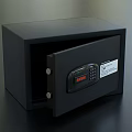 Modern Black Filing Cabinet With Open Door Secure Lock And Metal Design
