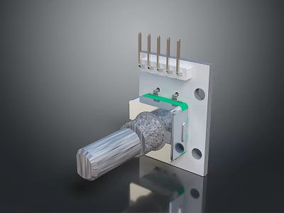 Industrial Electronic Device With Knob Metal Pins White Base And Green Component 3d model
