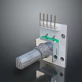 Industrial Electronic Device With Knob Metal Pins White Base And Green Component