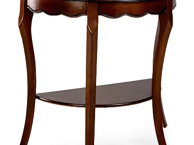 Classic Wooden Side Table With Scalloped Edge Curved Legs And Lower Shelf 3d model