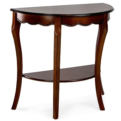 Classic Wooden Side Table With Scalloped Edge Curved Legs And Lower Shelf 3d model