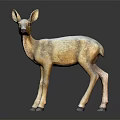 Detailed Beige Deer Model Standing On Dark Background With Shiny Reflection