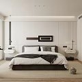 Modern Bedroom Interior Design With Large Bed Built-in Cabinetry Nightstands Table Lamps And Area Rug