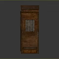 Vintage Wooden Furniture Cabinet With Carved Details Grid Doors Side Carvings And Arched Top