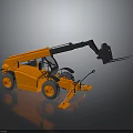 Orange Industrial Telehandler With Extendable Boom Fork Attachment And Black Tires 3d model