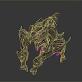 3D Rendered Game Movie Character Mechanical Creature With Metallic Black Red Sci Fi Aggressive Design