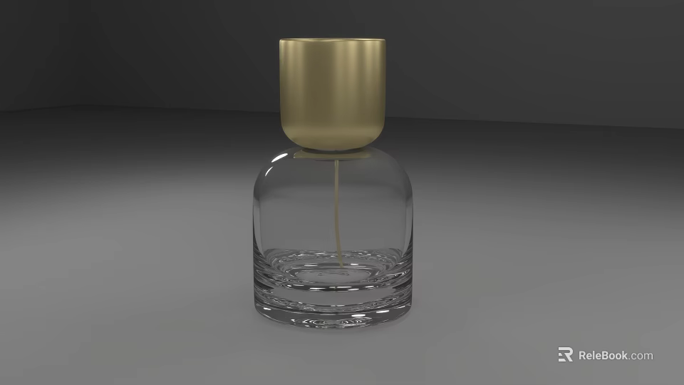 Modern Fragrance Bottle With Transparent Glass Body And Gold Cap Design 3d model 