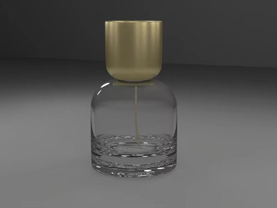 Modern Fragrance Bottle With Transparent Glass Body And Gold Cap Design 3d model