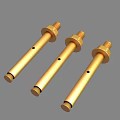 Golden Metal Expansion Bolts Three Cylindrical Fasteners With Threaded Heads And Holes