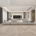 Modern Duplex Living Room Interior Design With Beige Sofa Marble Wall Staircase And Open Layout