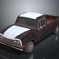 Vintage Rusty Pickup Truck With White Roof And Dark Body Design