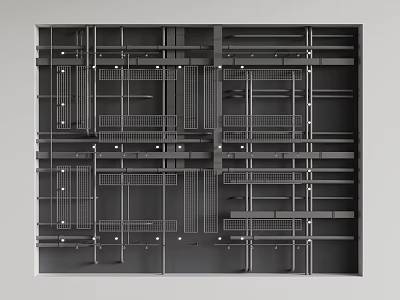 Modern Ceiling Structure with Metal Framework and Grid Design Architectural Elements 3d model