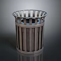 Architectural Modern Metal Waste Bin With Striped Cylindrical Design For Public Spaces