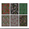 Tech Exhibition Hall Displaying Vibrant Tropical Plant And Flamingo Fabric Patterns