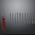 Red Handle Screwdriver With Various Types Of Screwdriver Bits Displayed