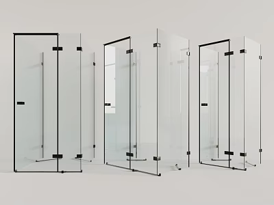 Modern Glass Partition Design With Black Frames And Transparent Glass Panels 3d model