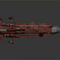 Red Sci-Fi Spaceship Model With Complex Armored Structure And Detailed Design 3d model
