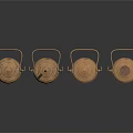 Elegant Traditional Copper Tea Set with Handles and Lids on Black Surface
