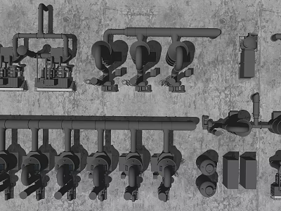 Tower Structure With Industrial Pipe Components And Mechanical Support Parts 3d model