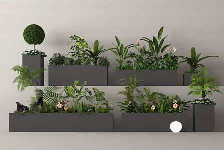 Pendulum green plant flower box plant combination plant pile landscape 3d model