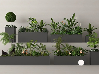 Pendulum green plant flower box plant combination plant pile landscape 3d model