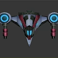 Futuristic Spaceship Design With Blue And Pink Neon Lights And Aerodynamic Structure