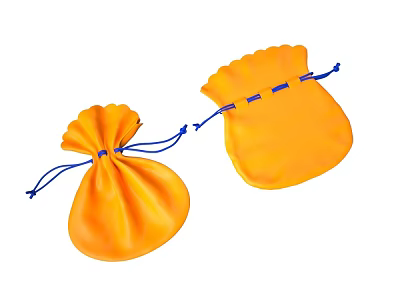 Orange Drawstring Bags With Blue Strings And Scalloped Edges Design 3d model
