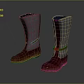 Stylish Gray Tall Fabric Boots With Red Straps And Rubber Sole