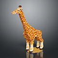 Giraffe Doll Made of Building Blocks with Yellow Brown Spots White Legs on Granular Base
