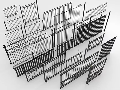 Various Styles of Black Metal Fences With 3D Renderings and Different Designs 3d model