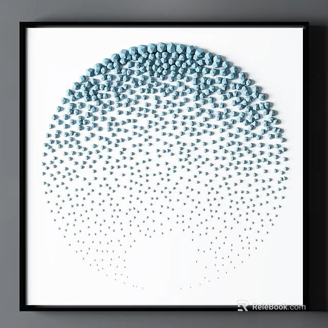 Blue Dot Pattern Photo Frame With Gradient Design And Black Border 3d model