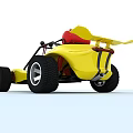Yellow Open Top Dune Buggy With Red Seat Black Frame And Large Wheels