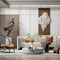 Modern Sofa Coffee Table Combination Multiplayer Sofa 3d model