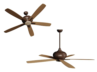 Modern Brown Ceiling Fan With Stylish Blades And Decorative Design For Home Interior 3d model