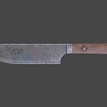 Rusty Kitchen Knife With Wooden Handle And Sharp Blade For Cutting Meat 3d model