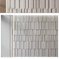 Textured Wall Panel Design With Light Color Blocks And Wooden Accent