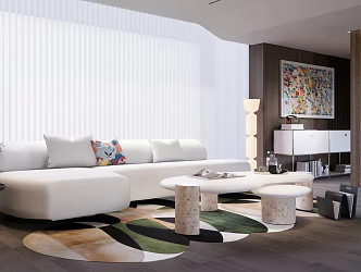 Modern living room sofa coffee table combination living room seating area 3d model
