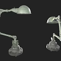 Vintage Metal Table Lamps With Adjustable Arm Dome Shade And Round Base