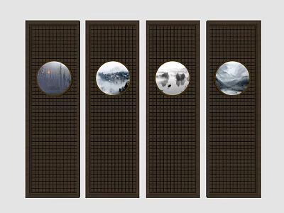 New Chinese Partition Carved Screen Partition Combination 3d model