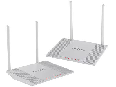 Two TP Link White Wireless Routers With External Antennas For Home Network Systems 3d model