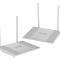 Two TP Link White Wireless Routers With External Antennas For Home Network Systems