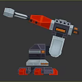 Futuristic Mechanical Weapon With Drill Arm Red Gray Metal Structure And Tech Design